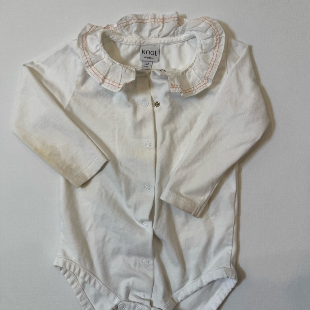 Baby White Ruffle-Collar One-Piece